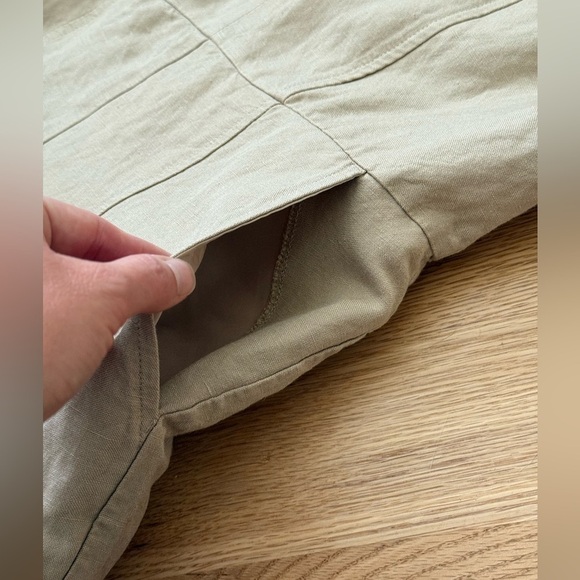 Express Linen-Blend Puff Sleeve Romper Neutral Cream Tan Size XS - Picture 12 of 14